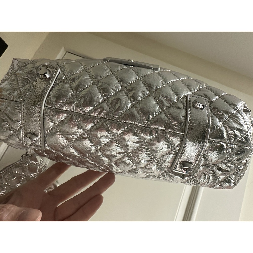 Heart Love by Charo Silver Quilted Shoulder Bag Metallic Y2K Handbag w Pouch NWT - Picture 6 of 11